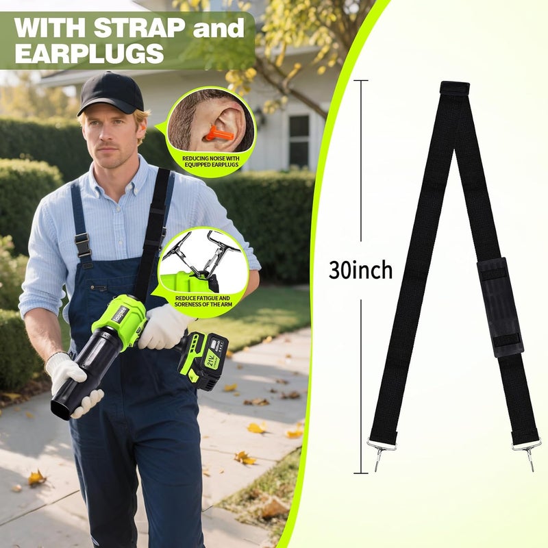 laapee Leaf Blower Cordless,Battery Powered 800,000 RPM Electric Leaf Blower with 2 x 4.0Ah Battery and Charger Handheld Blowers for Lawn Care,Dust,Snow,Car Blowing Water with 2 Extended Nozzle - Image 4